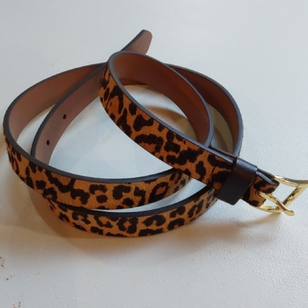 Banana Republic Leopard Calf Hair Slim Women's Belt - Brown/Black Animal Print M